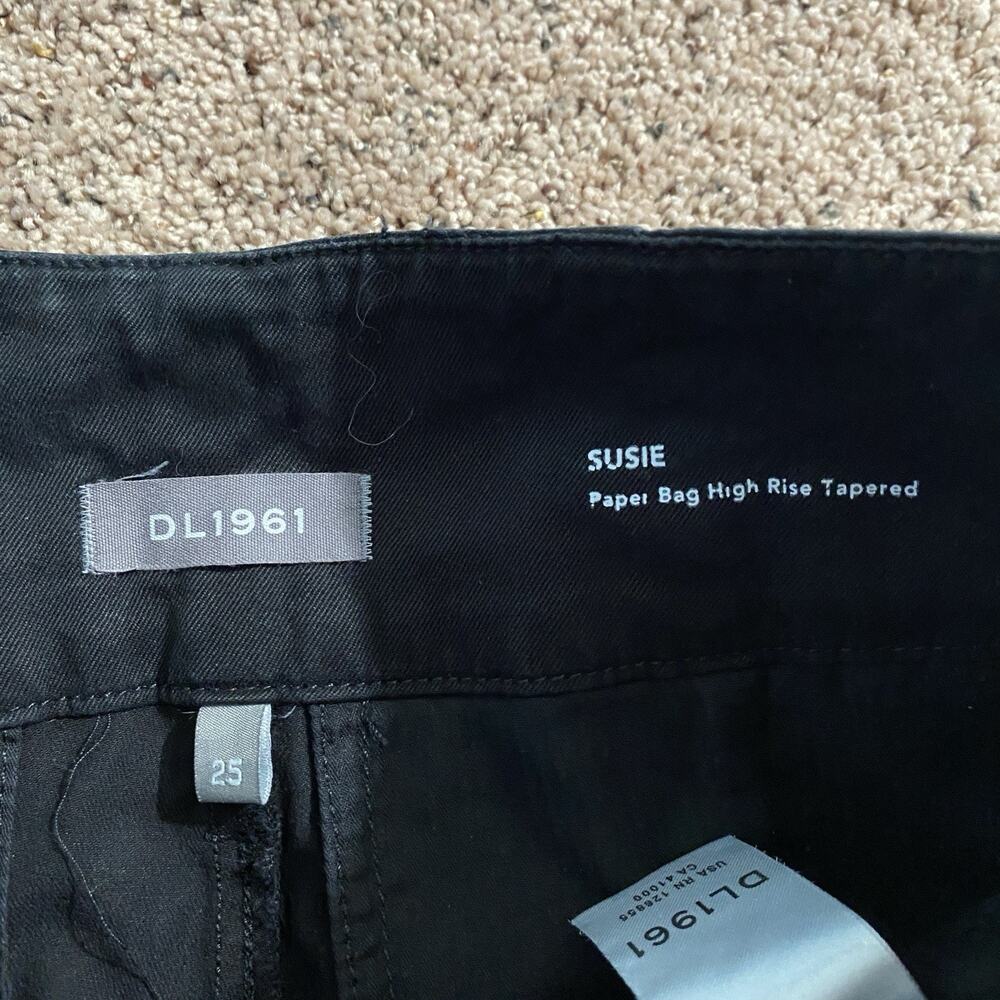 DL1961 Black Susie‎ Paperbag High Rise Taper Pants Belted Size 25 - Picture 7 of 10